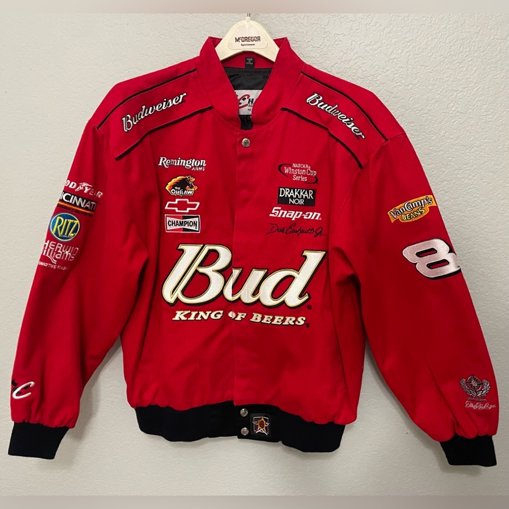 Vintage Nascar Dale Earnhardt Jr. Budweiser Racing Jacket Coat Size Medium MENS
